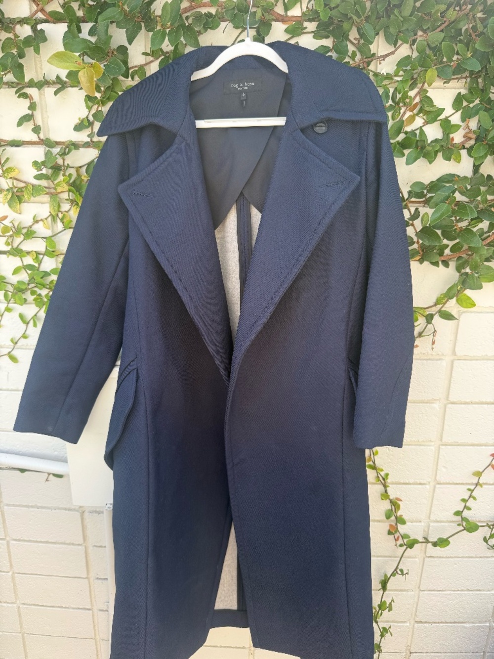 Rag and Bone - Amber Wool Blend Trench - Navy Blue - NWOT - Size Small
